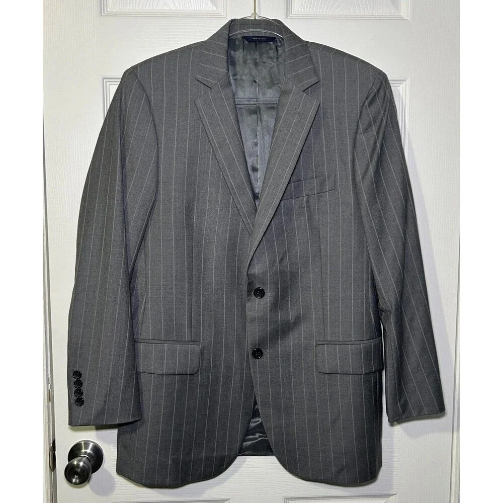 Brooks Brothers Blazer Men's 39R Gray Pinstripe 1818 Fitzgerald Slim Fit Italy